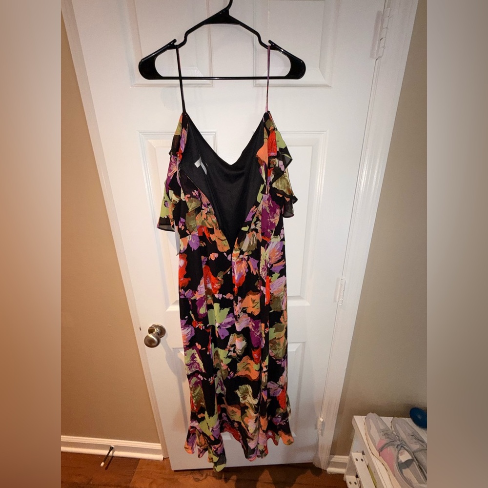 NWT London Times Petite Floral-Print Cold Shoulder Maxi Dress Size: 20W - Picture 16 of 16